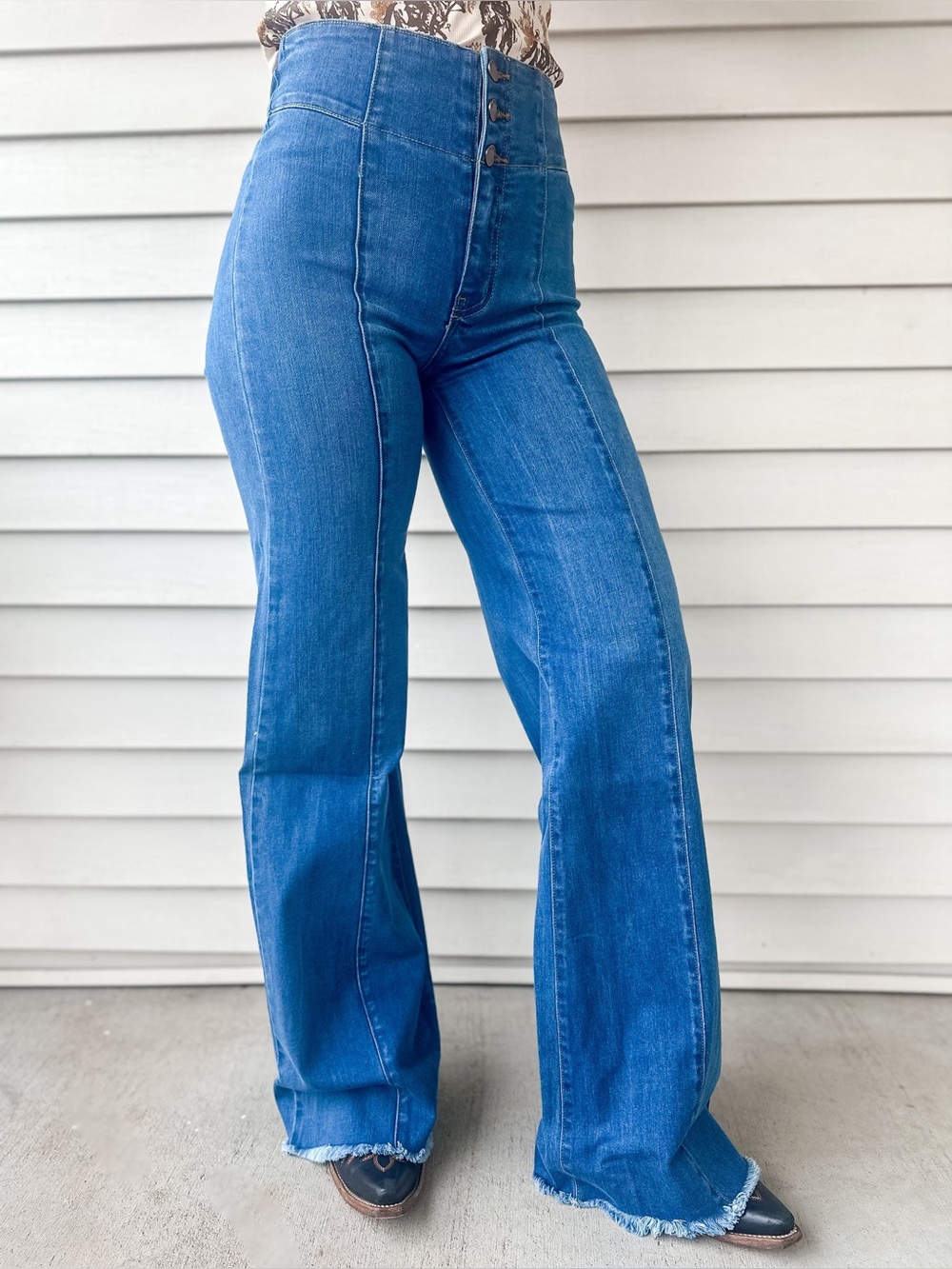 O2 Denim High Waisted Wide Leg Jeans